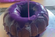 Load image into Gallery viewer, Ube purple yam pound cake with  ube glaze
